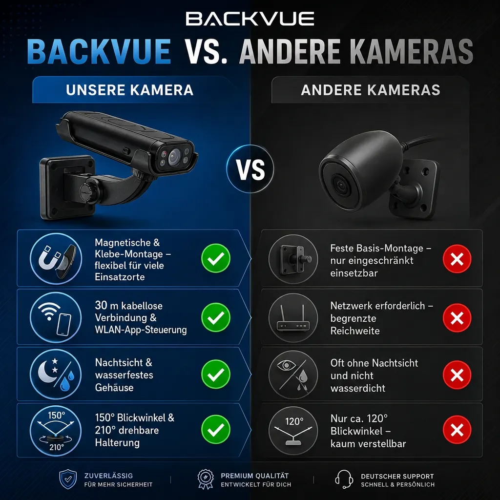 Vergleich: BackVue™ gegenüber anderen Rückfahrkameras